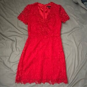 White House Black Market Red Crochet Cocktail Dress Like New Size 6